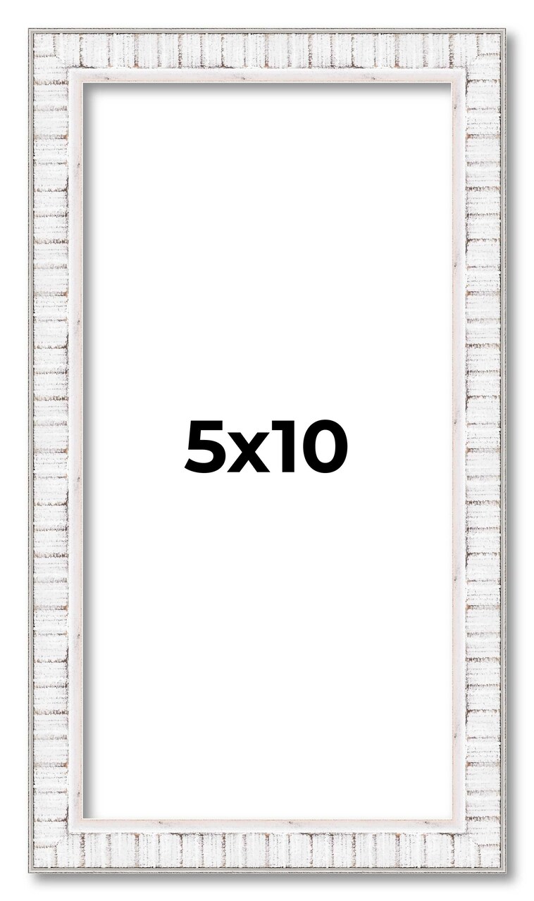 Panoramic Textured White Picture Frame - UV Acrylic, Foam Board Backing, Hanging Hardware